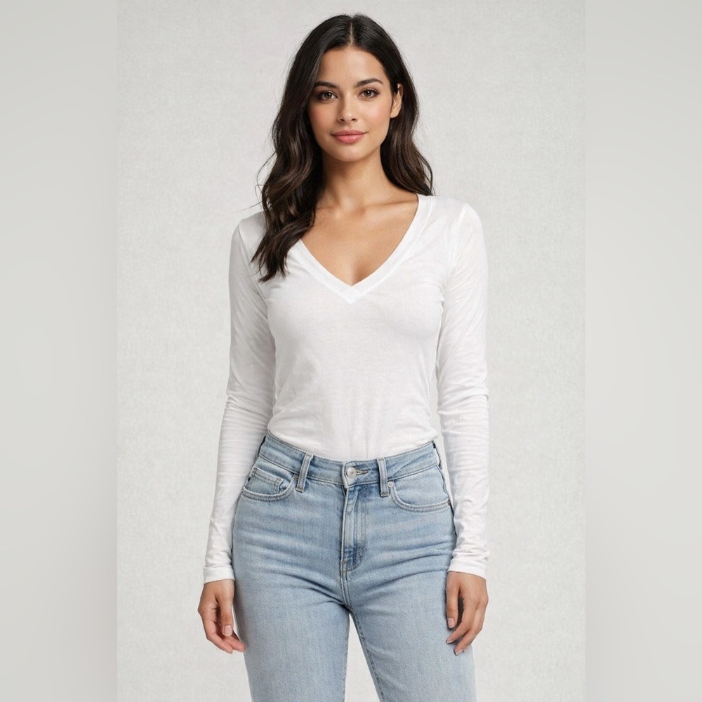 Mts‎ White Long Sleeve Bamboo Fiber Bodysuit Soft Stretch Layering Top S